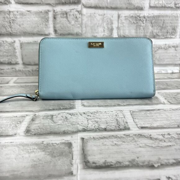 kate spade Handbags - Kate Spade Laurel Way Neda Light Blue Saffiano Leather Large Wallet